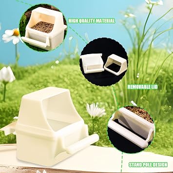 Bird Cage Feeder, 2 Pcs Plastic Bird Cage Feeding Dish Bowls Hanging Parrot Water Food Feeder Cups for Small Birds Pigeons Parakeet Canary Sparrow Cockatiel (White D)