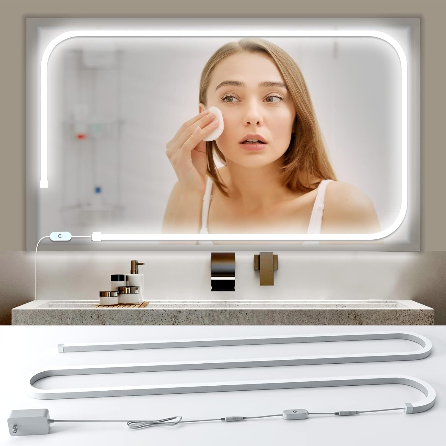 Blikshin LED Vanity Mirror Lights, Makeup Lights for Mirror, 6.6FT/6000K/Dimmable/ELT Approval