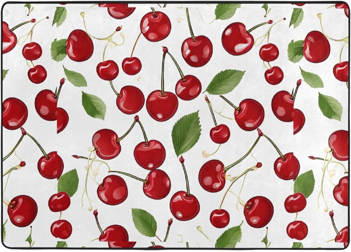 Flannel Non-Slip (Red Cherries) Rug Pad 80Ã—50in Soft Washable Protective for Hardwood Floors Bedroom Bathroom Living Room