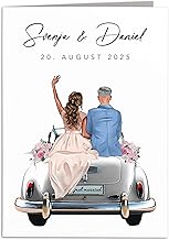 Hochzeitskarte personalisiert Geldgeschenk Hochzeit Karte Hochzeitsgeschenke für Brautpaar Hochzeitsauto Geschenk Klappkarte mit Umschlag 10,5 x 14,8 cm