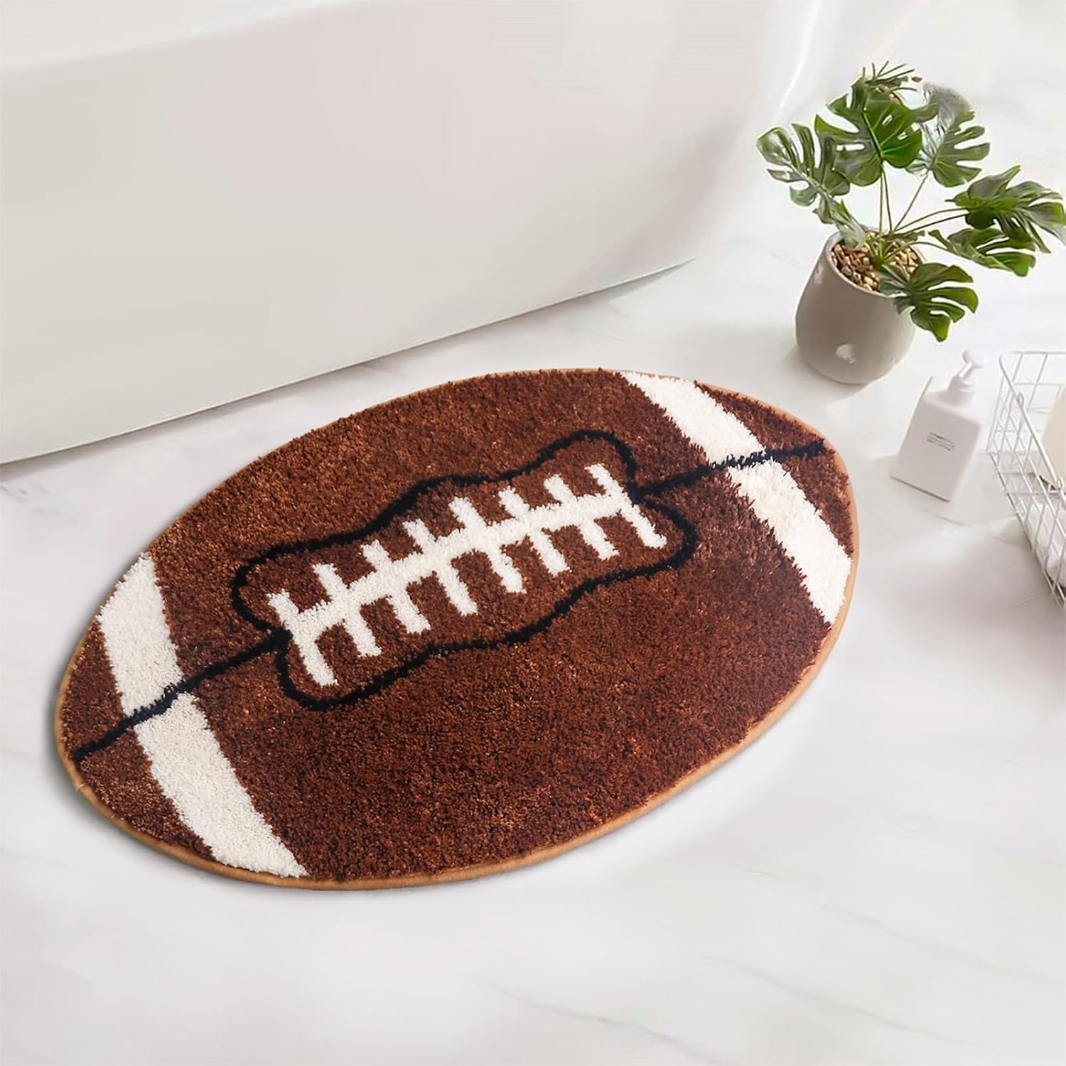 Football Rug 32" x 20" for Boys Room Cute Plush Sports Football Touchdown Mat for Kids Playroom Area Rug Bedroom Bathroom Decor Decorative Floor Door Mat Carpet