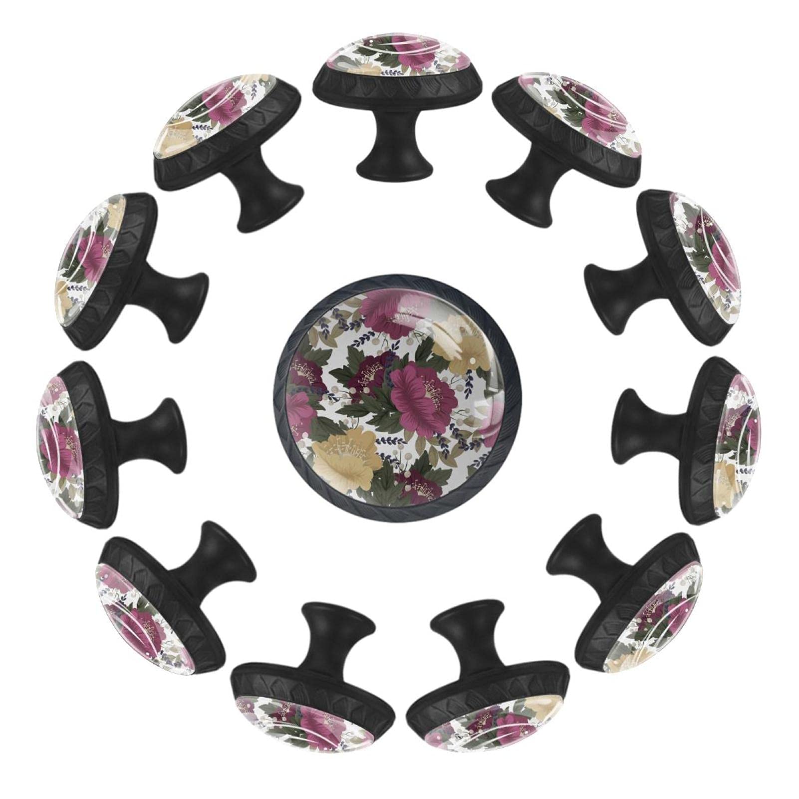 Boutons de tiroir ronds vintage jaune fleur de 35 mm pour décorer la chambre de bébé