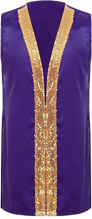 Kids Boys Sides Split Sequins Satin Praise Dance Tunic Tops Worship Choir Robe for Halloween Theme Parties