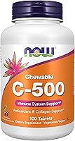 Vista 1 de Suplementos NOW, vitamina C-500, protección antioxidante*, sabor a cereza, 100 pastillas masticables