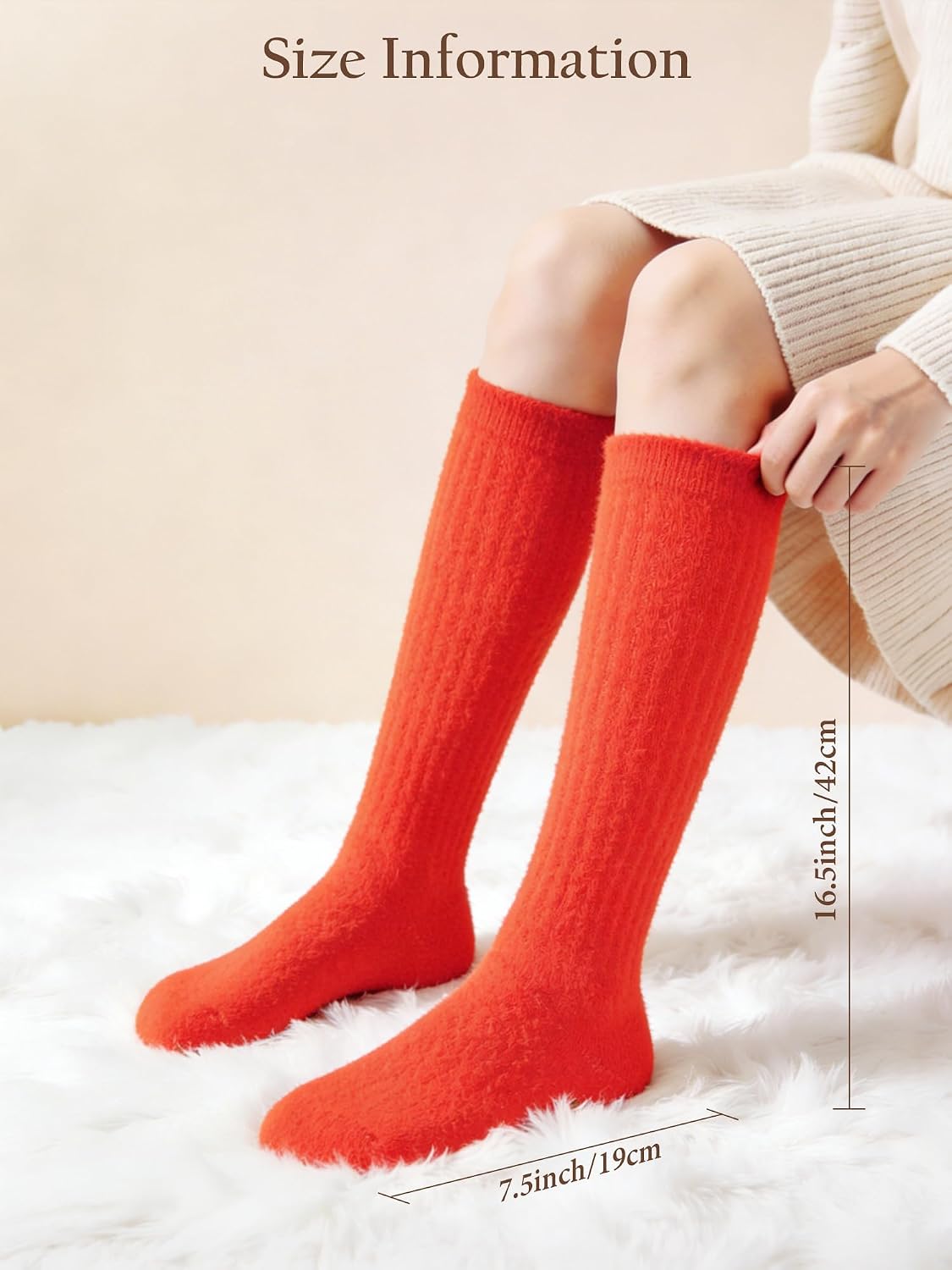 10 Pairs Non Slip Fuzzy Long Socks for Women With Grips Winter Warm Cozy Fluffy Hospital Slipper Socks