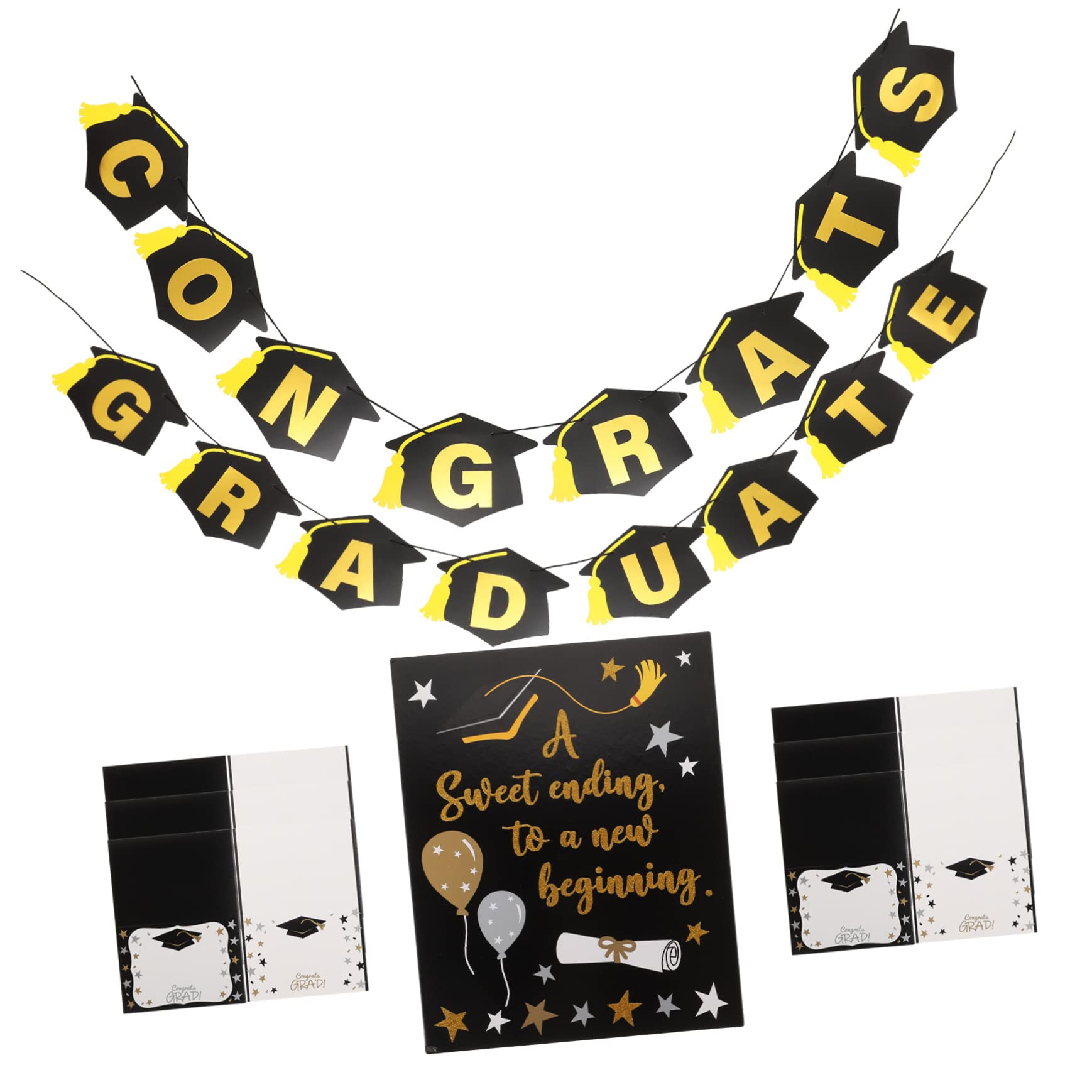 Amosfun 4 Juegos de graduación fiesta decoraciones favores Pararse Graduation adornos de pared decoración pared pancartas de fondo suministros de decoración de graduación Papel