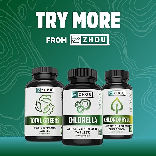 Miniatura 5 de Zhou Nutrition Tabletas de algas conscientes, superalimento de algas azul-verdes, suplemento vegano, sin OMG y sin gluten, 120 tabletas