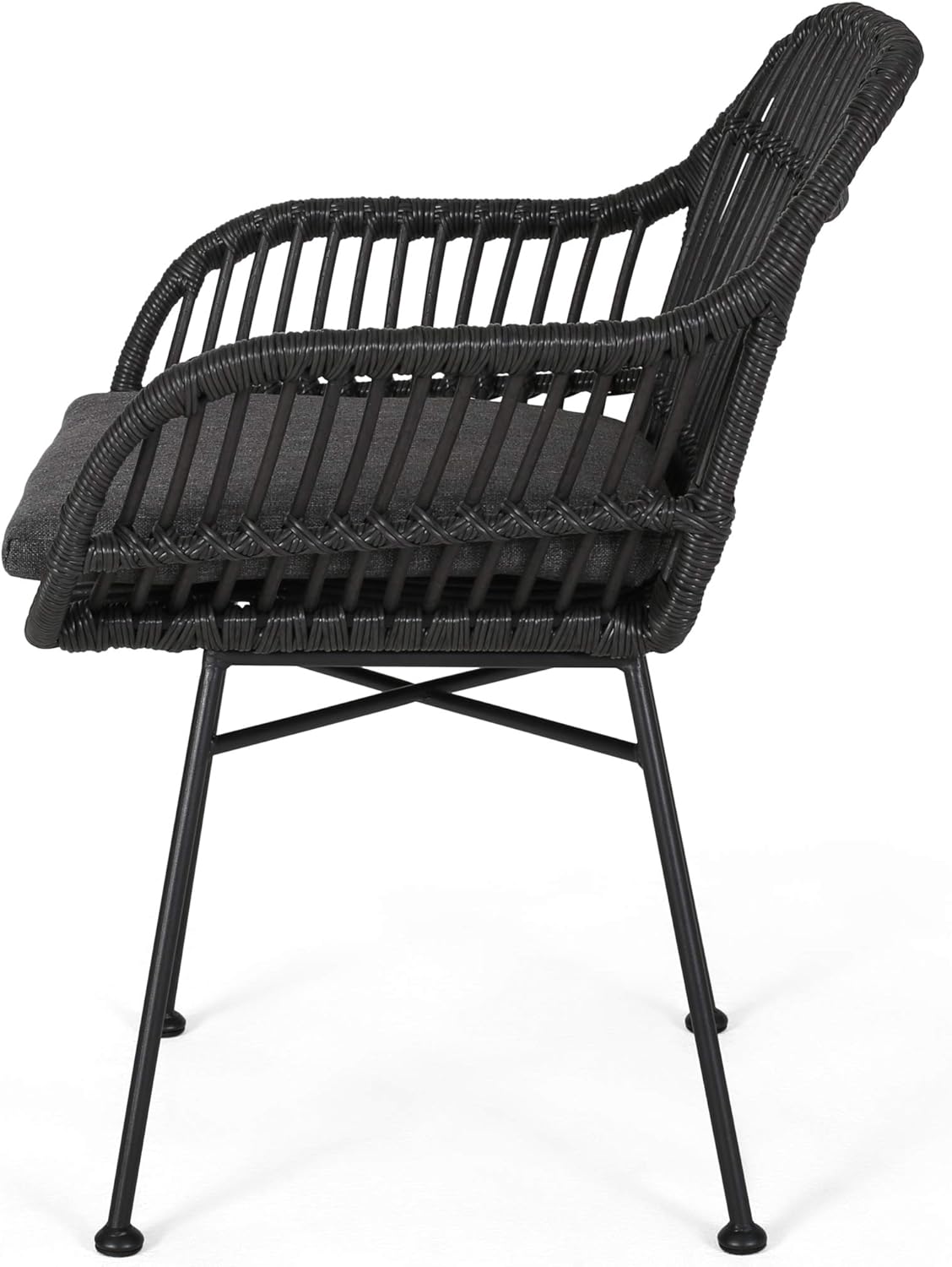 Christopher Knight Home Rodney Indoor Woven Faux Rattan Chairs with Cushions (Set of 2), Dark Gray Finish