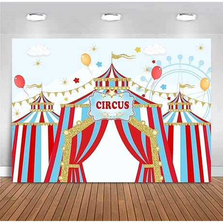 Fanghui 7x5ft Red Circus Photography Backdrops Carnival Carousel Big Top Tent First...