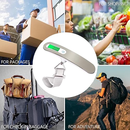 Miniatura 5 de Báscula de viaje digital recargable con correa para equipaje y maleta, peso máximo de hasta 110 libras110.2 lbs y diseño de pantalla LCD, puerto USB