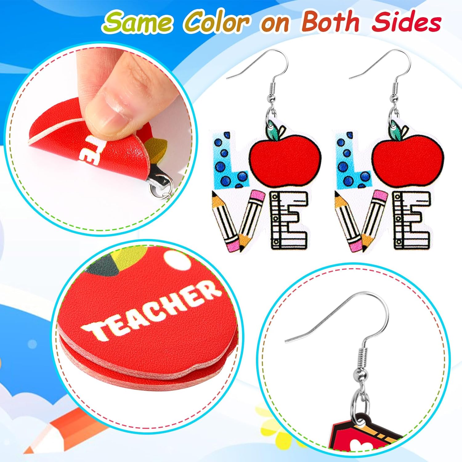 AUGSUN 8 Pairs Leather Earrings for Women Lightweight Faux Leather Leaf Long Dangle Earrings Teardrop Earrings Set Valentines Day Gift - Image 3