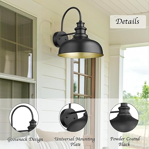 Miniatura 5 de Bestshared Lámpara de granero de cuello de cisne de 14 pulgadas, lámpara de montaje en pared exterior para montaje en pared exterior (2 unidades,