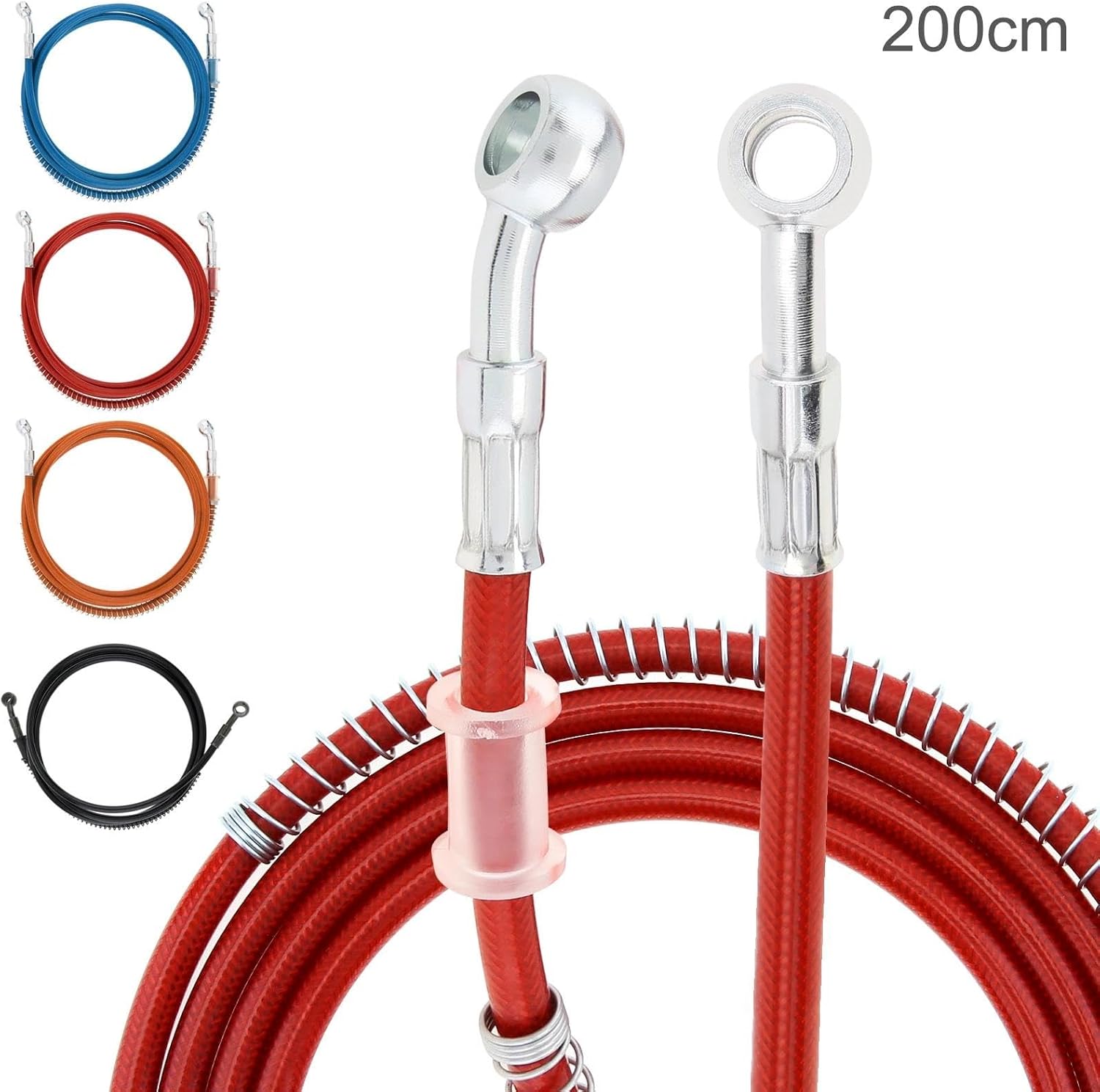Brake Oil Hose Line 200Cm Motorcycle Dirt Bike Braided Brake Hose Line Steel Brake Cable Hydraulic Banjo Pipe For Motorbikes Universal Racing