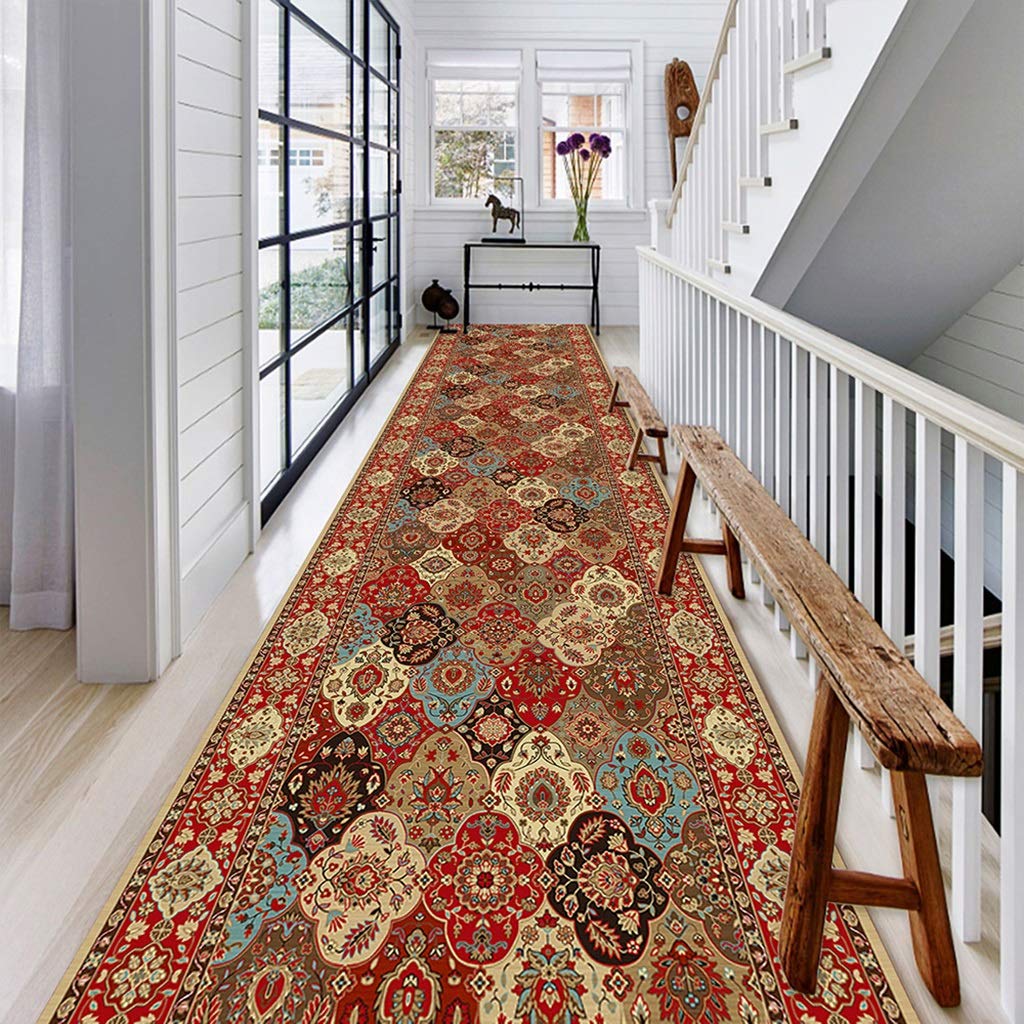 SESO UK- Turkish Long Runner Rug, Machine Made Carpet Runners, Non-slip Backing for Hall, Hallways, Passage, Corridor, Kitchen (Size : 0.8×3m)