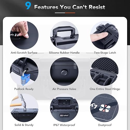 Miniatura 5 de Lykus Titan MM410 - Funda rígida impermeable para DJI Mini 4 ProMini 3Pro y RC2RCRC-N2N1, soporta 7 baterías y cordón RC solo funda