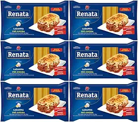 Kit com 6 Pacotes de Massa de Sêmola com Ovos para Lasanha Pré-Cozida de 200g cada - Renata