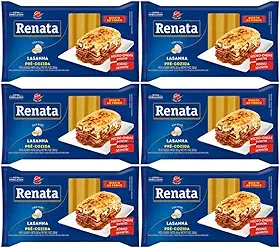 Kit com 6 Pacotes de Massa de Sêmola com Ovos para Lasanha Pré-Cozida de 200g cada - Renata