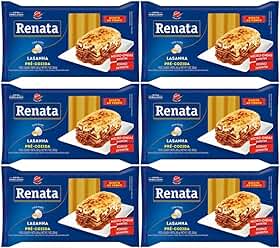 Kit com 6 Pacotes de Massa de Sêmola com Ovos para Lasanha Pré-Cozida de 200g cada - Renata