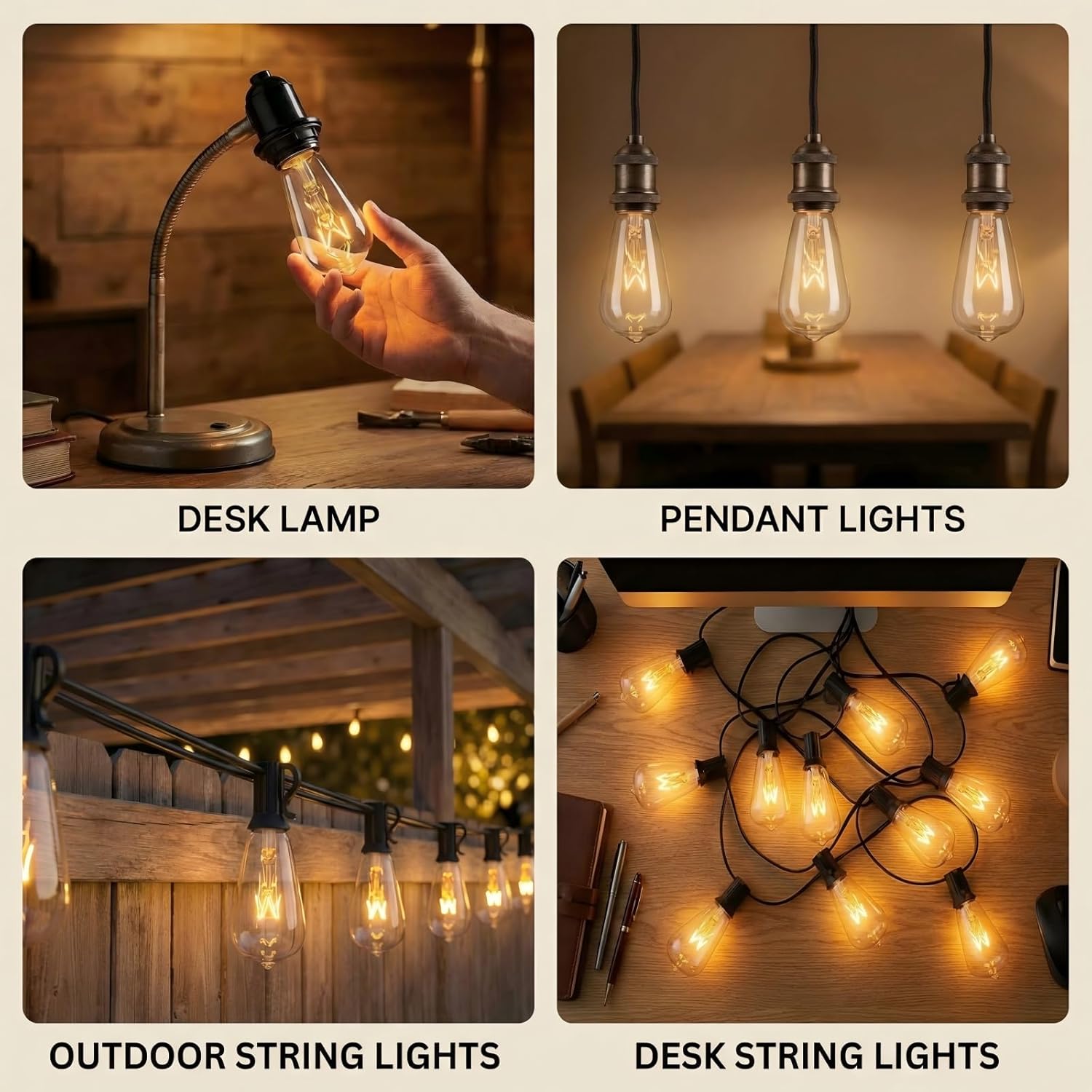 10 Pack ST40 Replacement Bulbs for Outdoor String Lights, 7W E17 Intermediate Base Clear Incandescent Edison Bulbs for Indoor Outdoor Patio Backyard Decor, Warm White