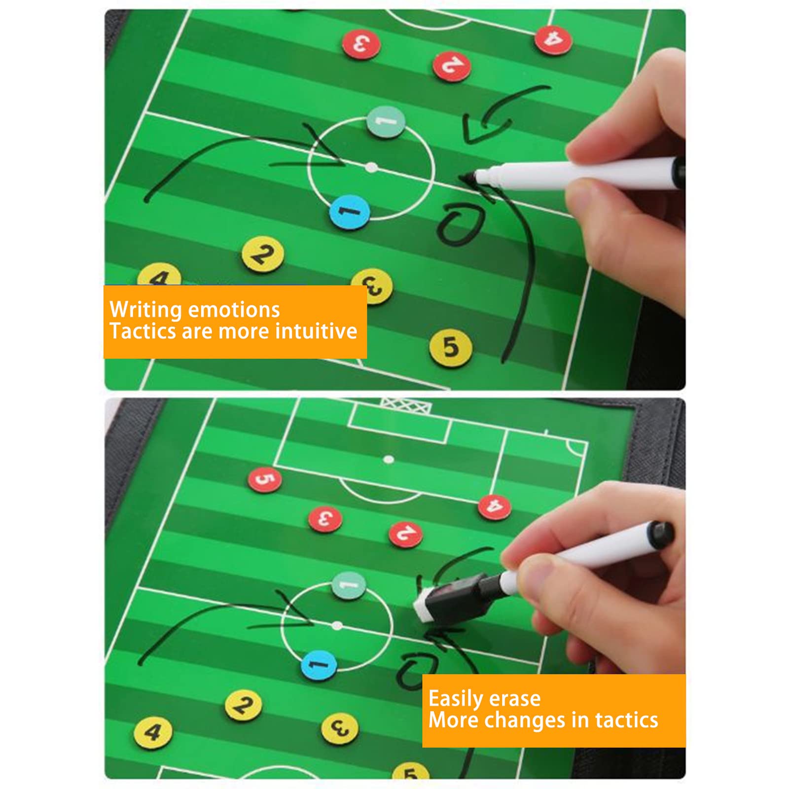 Pizarra Táctica de Fútbol Abatible Magnética para Entrenador con Imanes