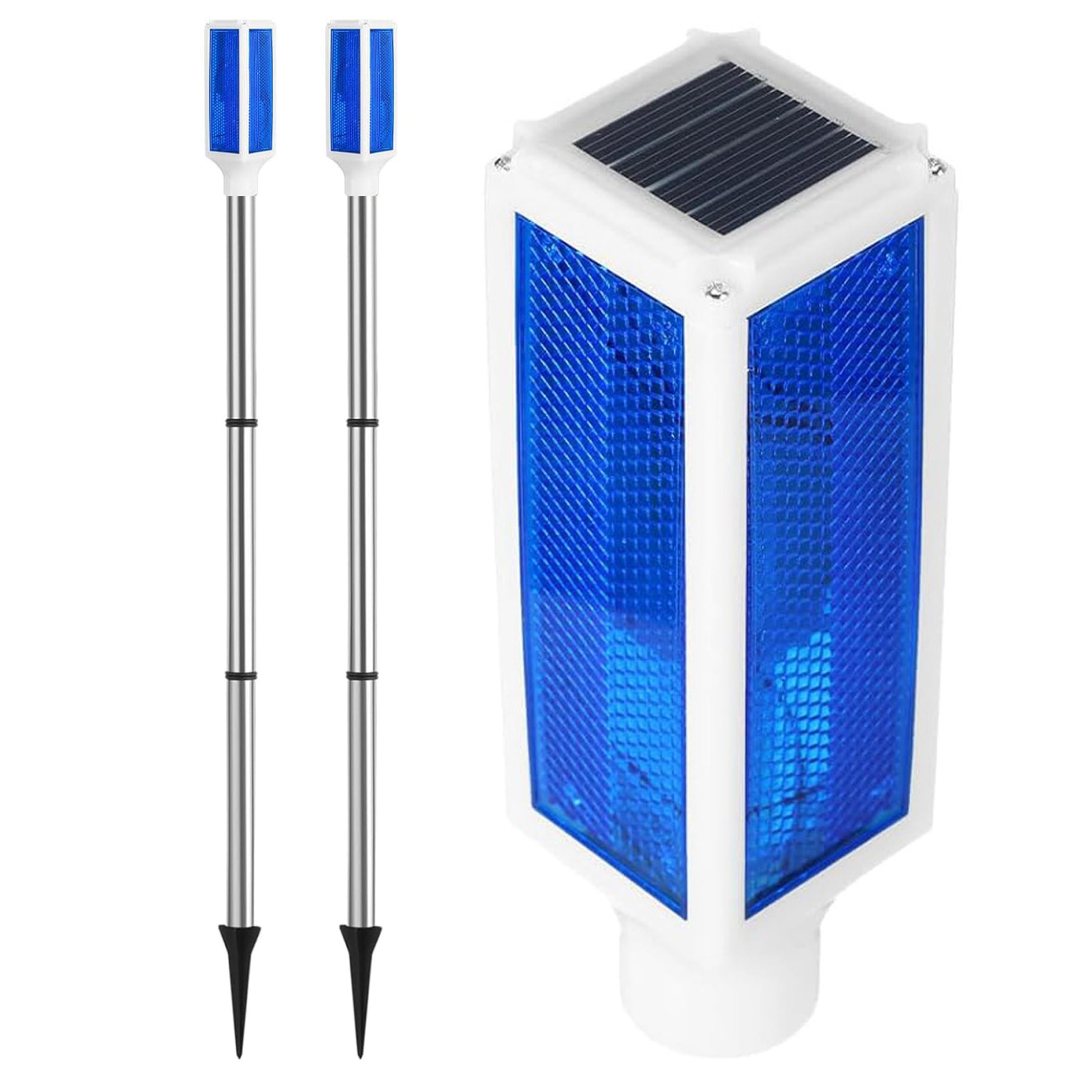 Otbushit 2PCS Solar Driveway Marker Lights 30 Inch Driveway Markers Solar Powered Waterproof Pathway Lights Blue