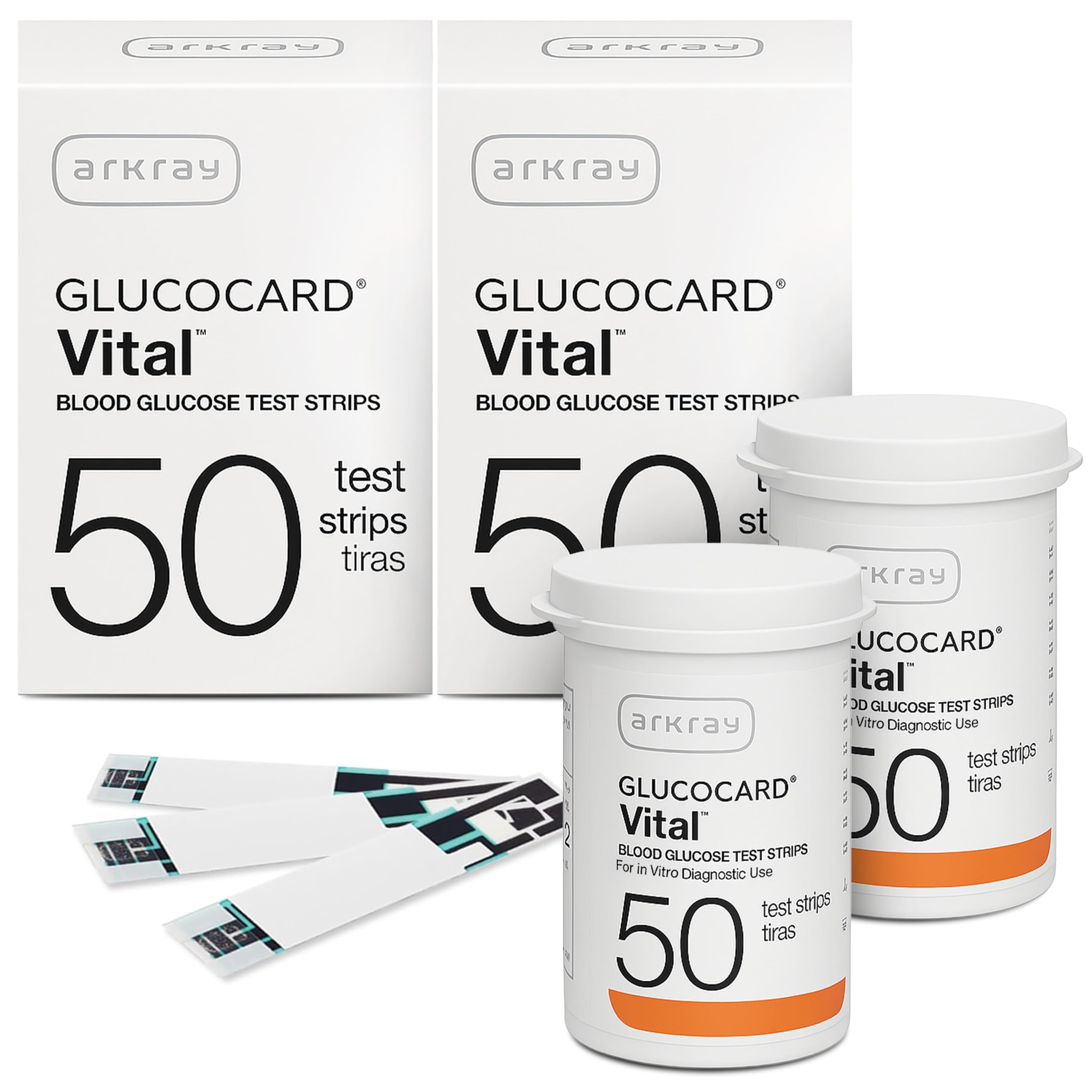 ARKRAY GLUCOCARD Vital Glucose Test Strips – No Coding Required, Fast 7-Second Results, 0.5 Microliter Sample Size – Compatible with GLUCOCARD Vital Blood Glucose Meter, 100 Count (2 Packs of 50)