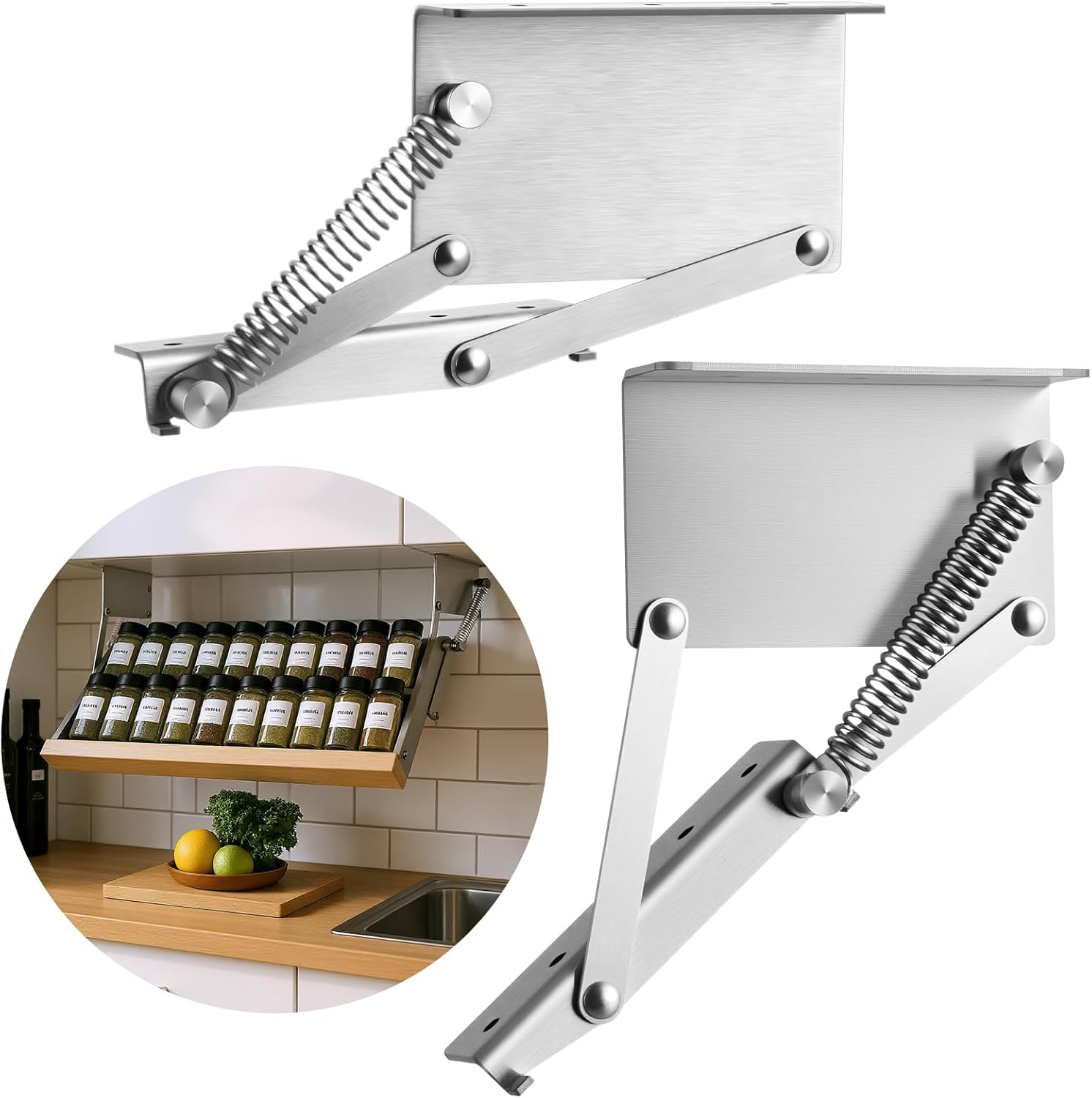 Shimeyao 2 Pcs Pull Down Rack Hinges Under Cabinet Hinges for Spice ...