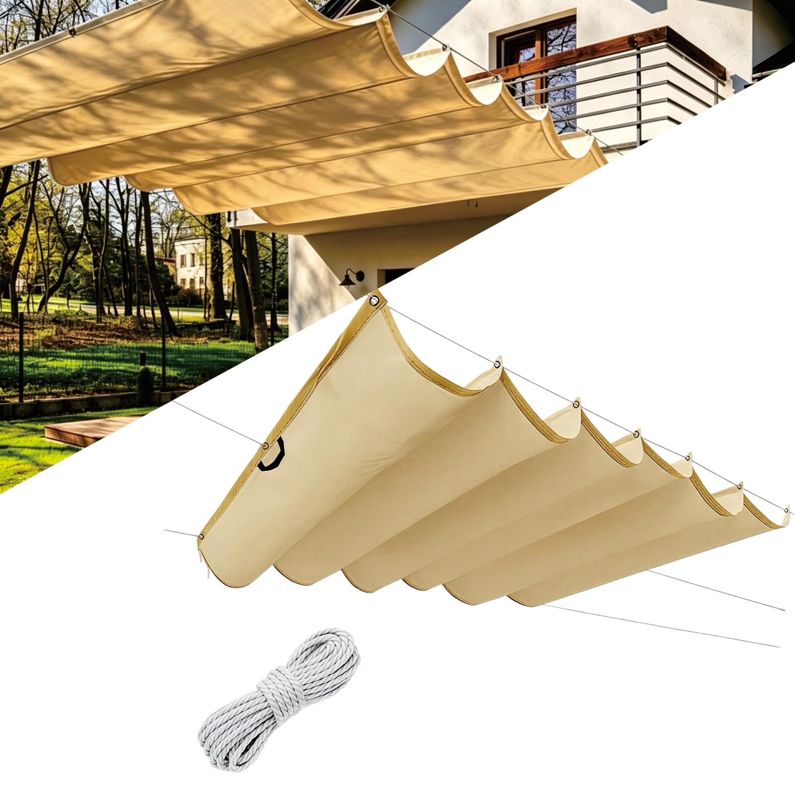 Auvent ondulé imperméable et protection UV 98% pour store pare-soleil