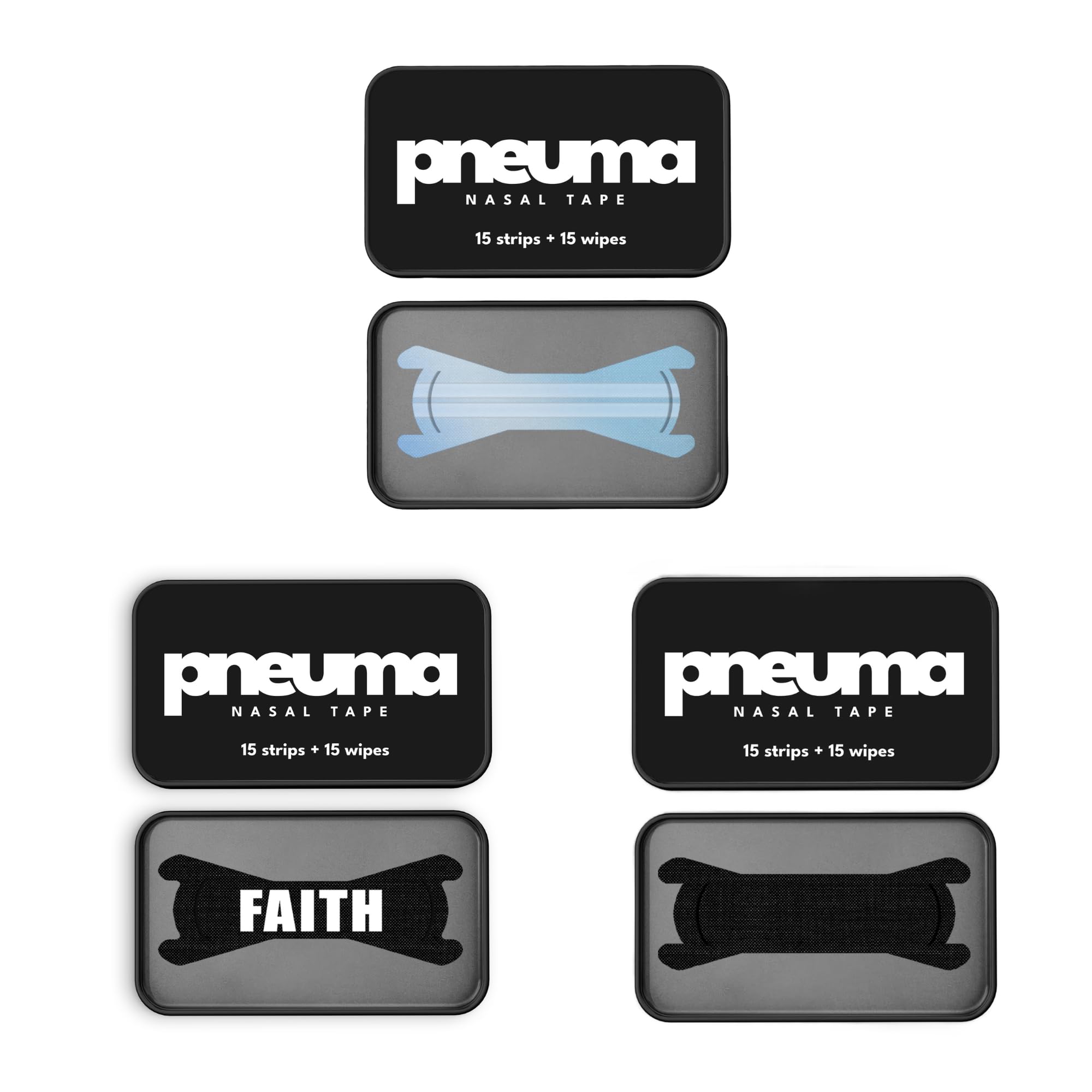 Pneuma Nasal Tape Ultimate Performance Bundle Clear Transparent All Black Black Faith Nasal Strips Nose Strips for Breathing
