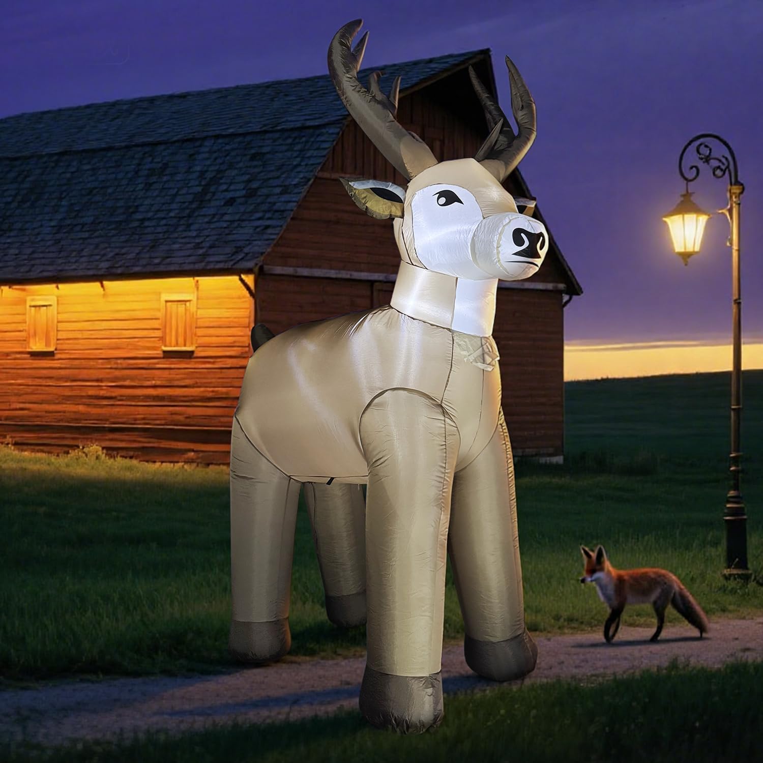 8FT Reindeer Inflatables Christmas Farm, Ranch Blow up Animals Decorations, Holiday Winter Inflatable Decor, Built-in LEDs for Garden, Lawn, Yard, Patio, Outdoor
