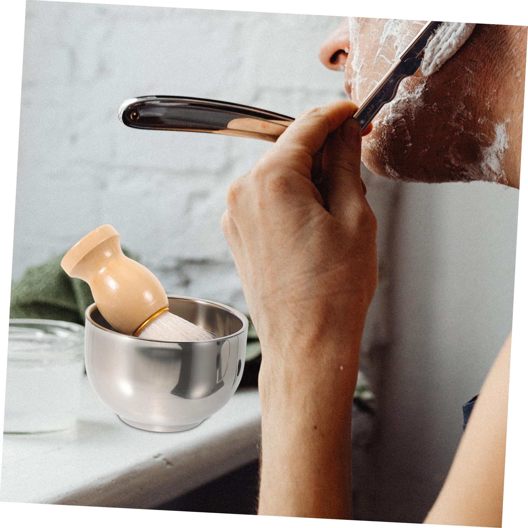 minkissy Men's Shaving Kit Barber Brush Set Shave Brush for Men Beard Shaving Supplies