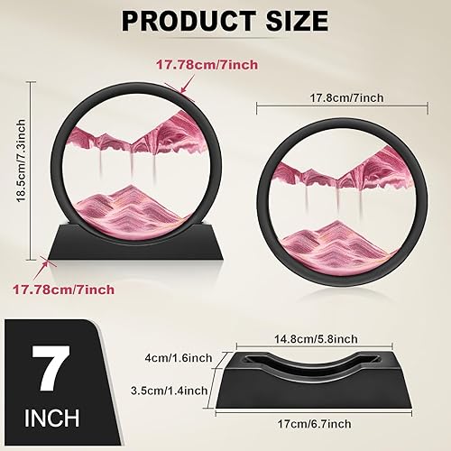 Miniatura 6 de Wai Danie Cuadro artístico de arena en movimiento 3D con reloj de arena en 3D, paisaje de arena líquida, pintura que fluye en movimiento, marco de