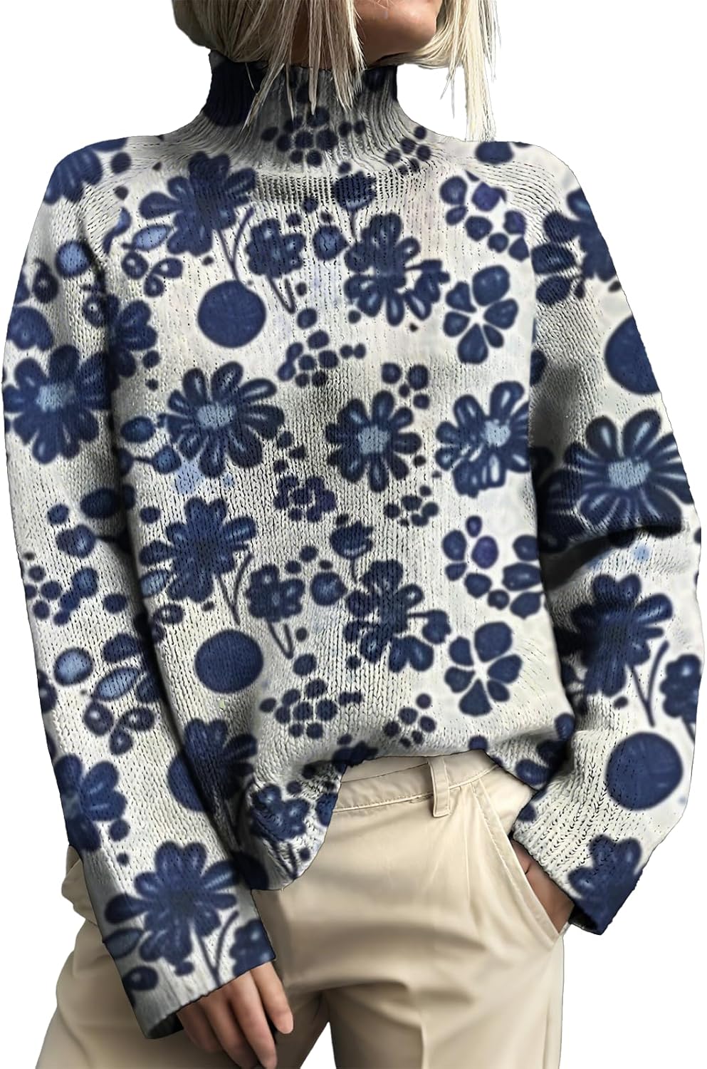 MARSVOVO Cozy Sweaters for Women Elegant Long Sleeve Turtleneck Comfy Sweater Pullover Dressy Casual Fall Tops