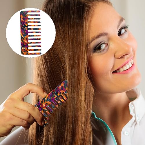 Miniatura 5 de Beaupretty Peine de dientes anchos, peine de pelo de carey simple, vintage, peine antiestático, peine grande de plástico, herramientas de peluquería