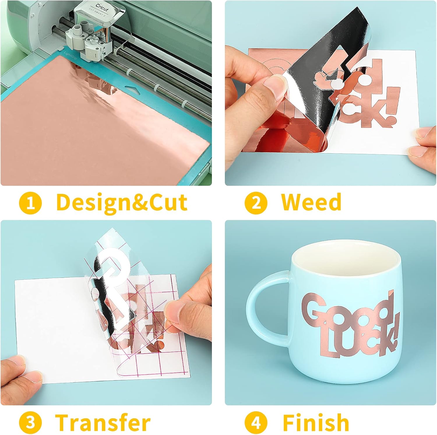 Rose Gold Permanent Adhesive Vinyl Roll 12 x 15 FT Premium