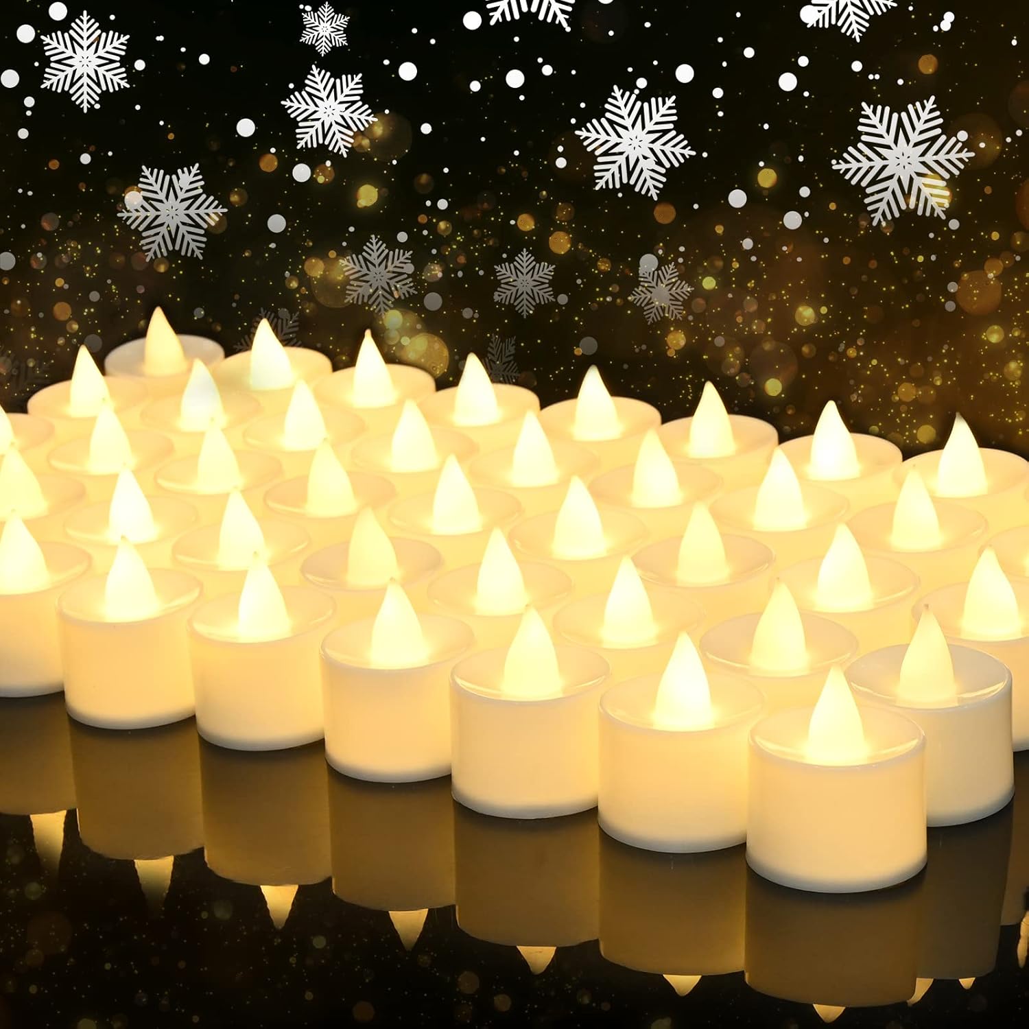 LED Tea Lights, 50 Flameless LED Candles Realistic and Bright