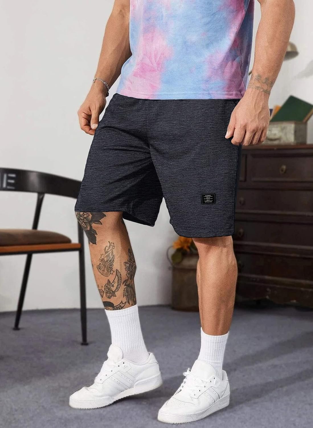 JMIERR Mens Cotton Sweat Shorts with 3 Pockets Workout Lounge Jogger Athletic Shorts 7 inch Inseam Running Shorts - Image 3