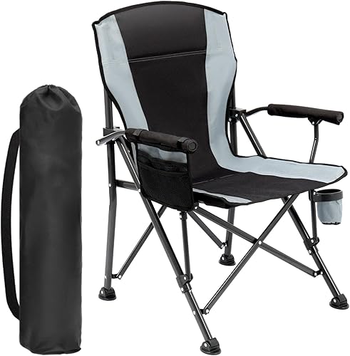Miniatura 1 de Silla de camping plegable de gran tamaño para adultos, soporta sillas de campamento de 450 libras, silla de campamento resistente con bolsillos