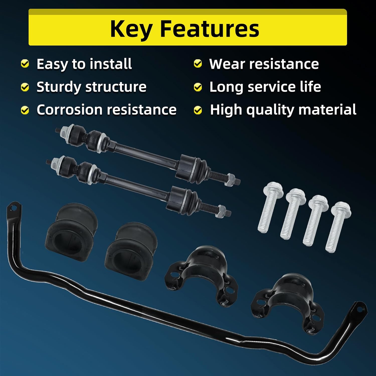 55398938AC Front Suspension Stabilizer Sway Bar Kit for Dodge Ram 1500 4x4 2009-2018 Ram 1500 Classic 2019-2022 4WD K80894 Front Sway Bar Swaybar Link Kit 55398938AB