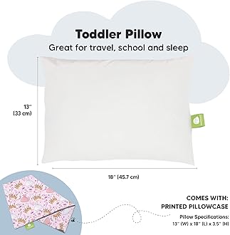 My Little Dreamy Organic Cotton Toddler Pillow With Pillowcase - for Sleeping, Kids, Travel, Mini, Bed (Dear Princess)