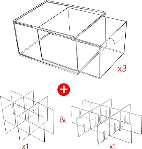 Miniatura 7 de Organizador de cajones, organizador de escritorio apilable con particiones interiores extraíbles para organización y almacenamiento de tocador,
