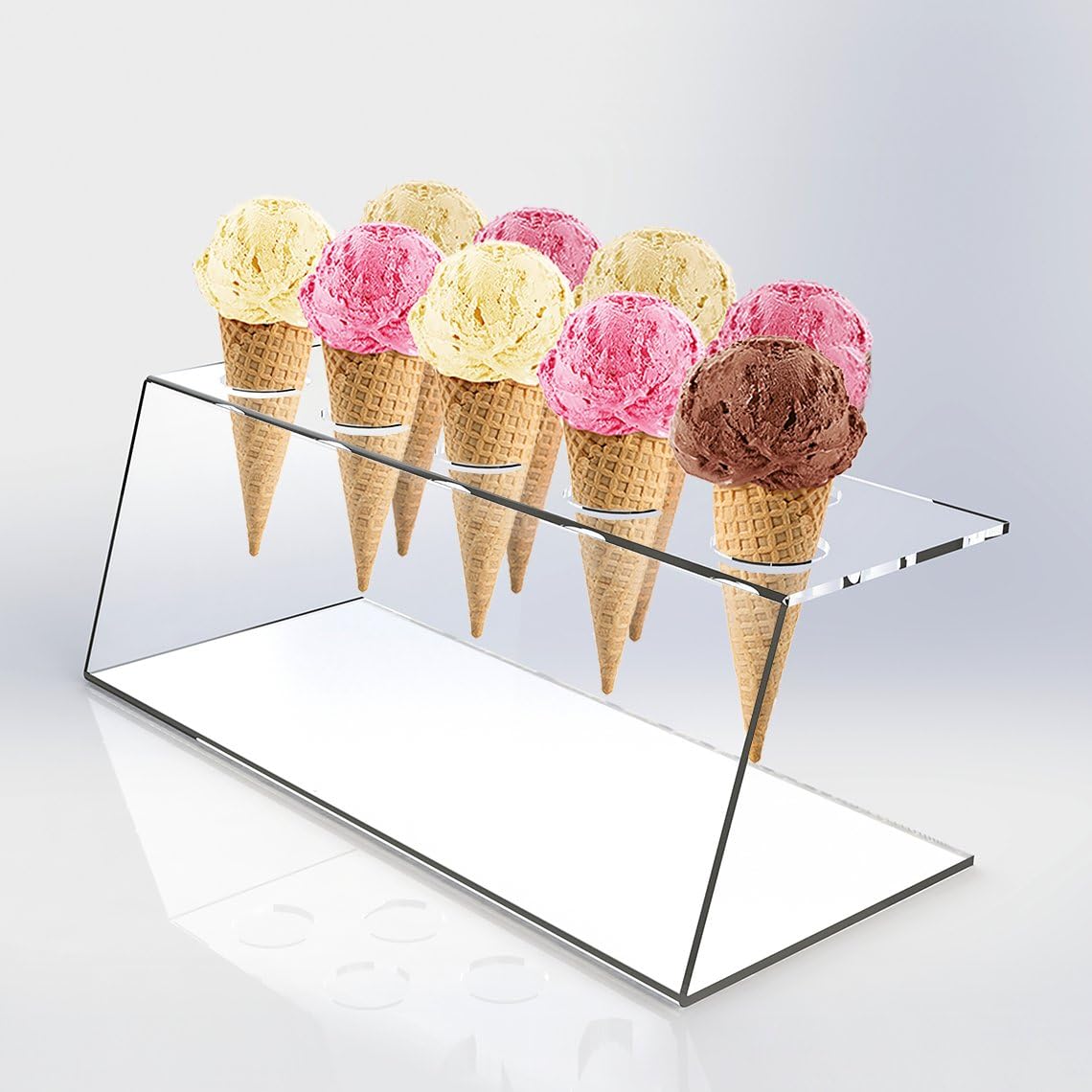 9 Cone Acrylic Ice Cream Cone/Chip Cone Holder Counter Top Display Stand Perspex Rack