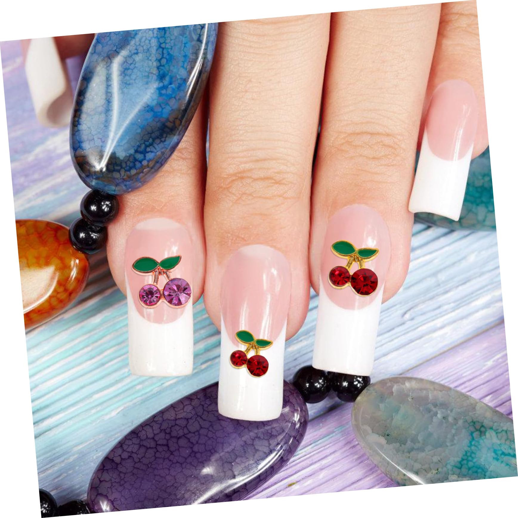 SHERCHPRY 5 Set Ciondoli Per Unghie Decorazioni Per Nail Art Con Ciliegie Per Manicure E Te Per Unghie Con E Pezzi*5