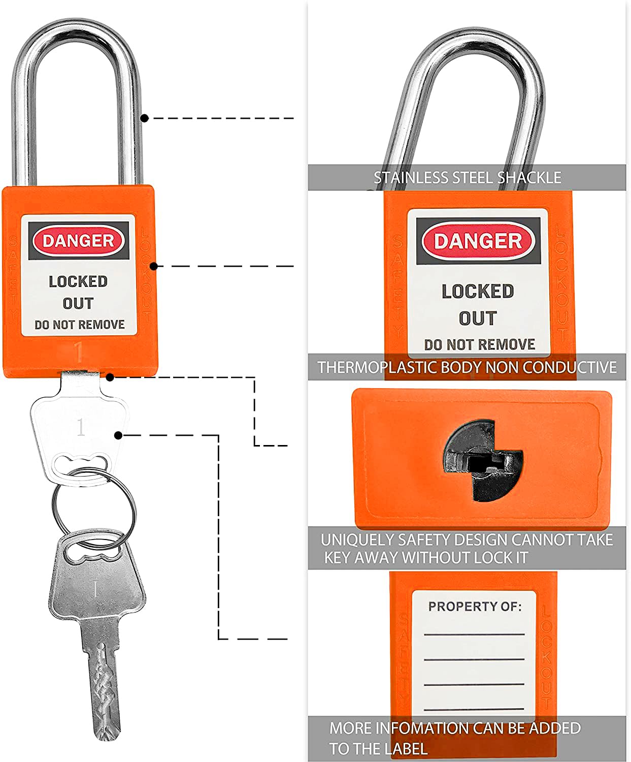 Snapklik.com : SAFBY Lockout Tagout Locks, Safety Padlock, Keyed ...