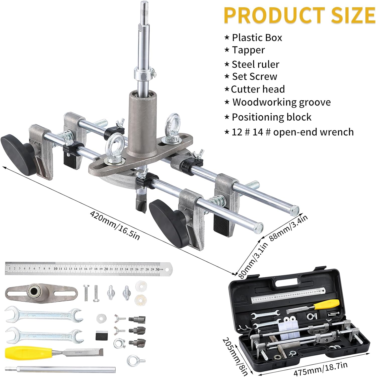 Door Mortise Lock Jig, Door Lock Installation Kit with 18mm 22mm 25mm Tungsten Steel Cutters, Door Lock Hole Opener Kit, Mortising Machine Mortise Jig Lock Mortiser for Carpenter on Wooden Doors