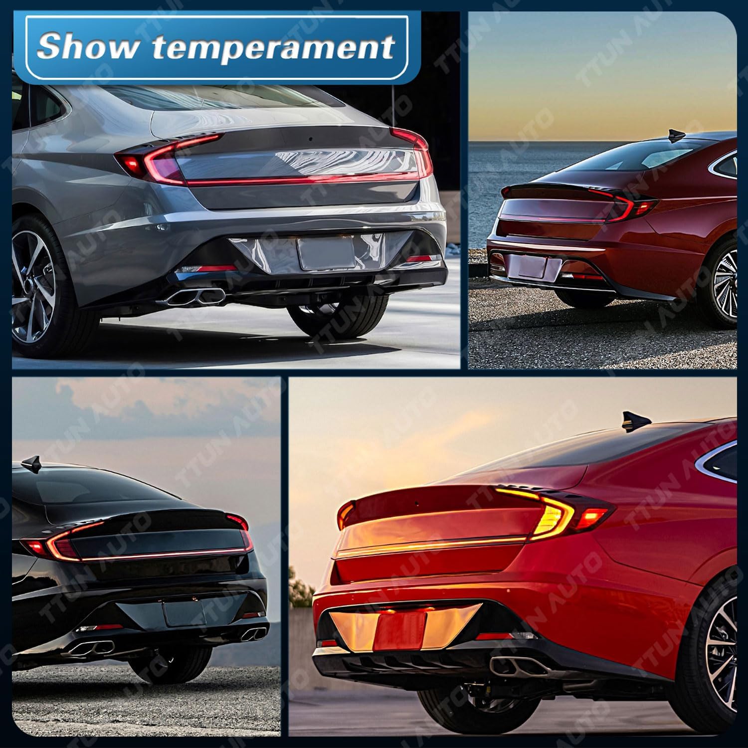 Compatible with 2020-2023 Hyundai Sonata Halogen Outer Tail Light 92401-L0000 92402-L0000 Semi-LED Type High-Low Interchangeable(Driver & Passenger Side）