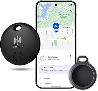 HH-Tech Bluetooth Smart Tag (1 Tag +1 Protector) For Android Devices Compatible with Google Find My, Air Tracker Tag, Item Finder, Easily Track Your Wallet, Bag, Suitcase, and More (Android ONLY)