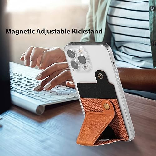 Miniatura 4 de Miimall Tarjetero compatible con iPhone Case, Samsung Galaxy, cartera de piel sintética con soporte magnético ajustable, funda adhesiva 3M para la