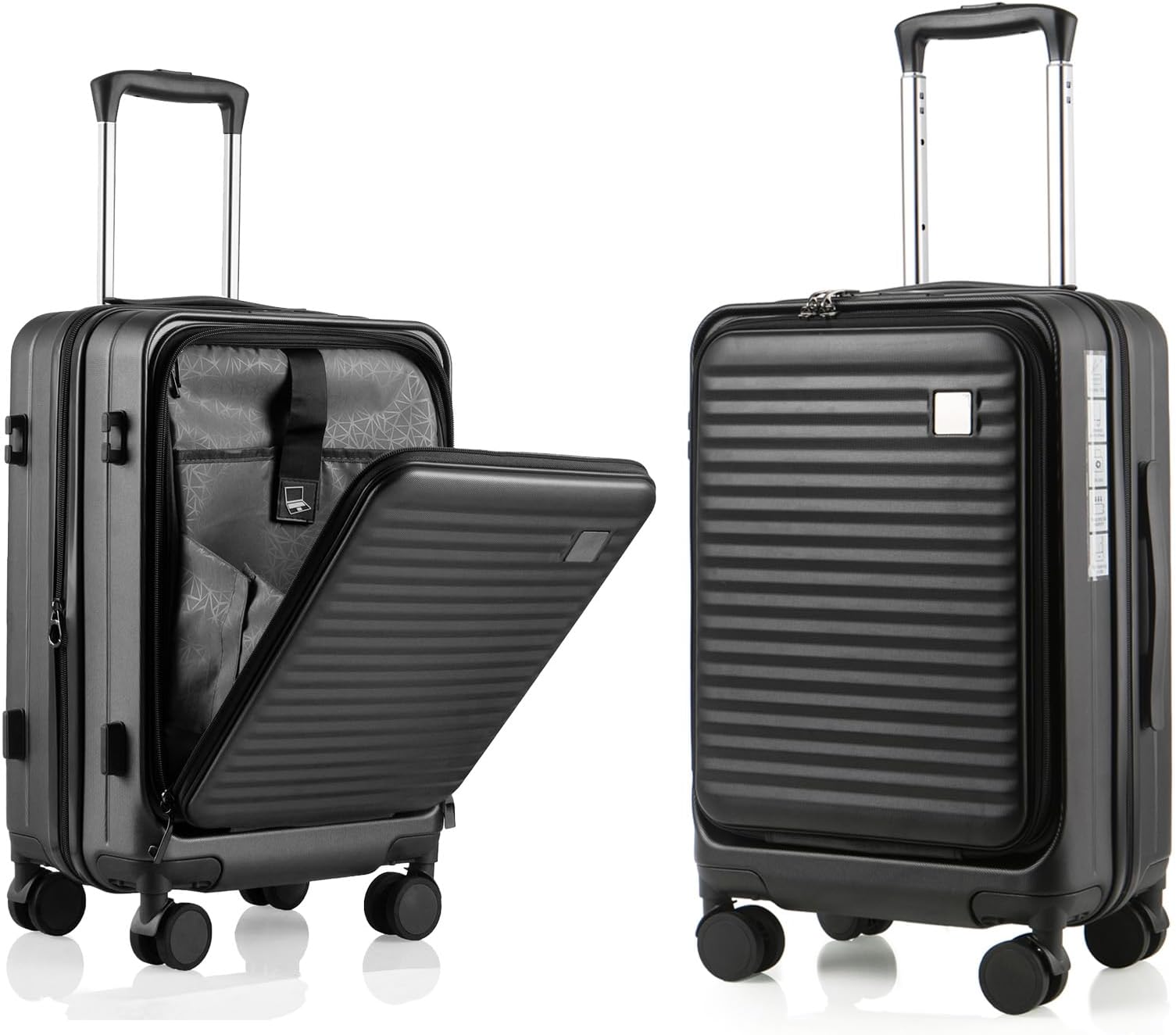 Expandable Carry On Luggage Durable Hardside Lightweight Rolling Suitcases with Spinner Wheels TSA Lock, (Black, 19.5-Inch)