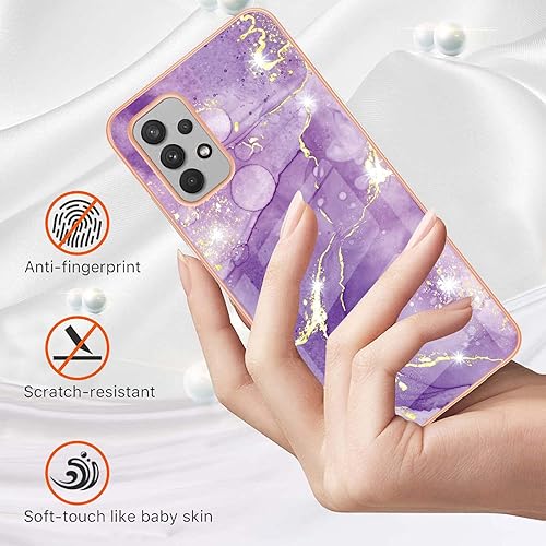 Miniatura 2 de Funda delgada para Samsung Galaxy A32 4G (no compatible con A32 5G), funda brillante con patrón de mármol IMD para niñas, lente de cámara y cubierta